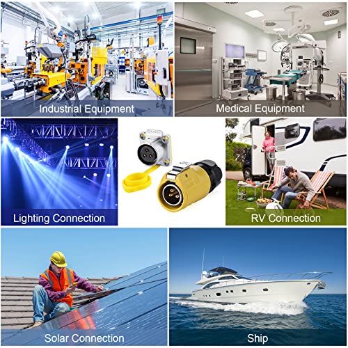 Waterproof Connectors,3 PIN Waterproof Connectors, IP67 Power Connector, Aviation Cable Connectors for Automotive, Marine, Lights, and Other Indoor/Outdoor Electrical Wire Connections - style: 3PIN-Yellow-NEW