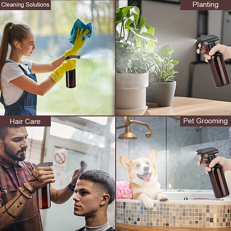 Spray Bottles 12oz Plastic Spray Bottle for Hair Mist/Stream Heavy Duty Empty Spray Bottles for Cleaning Solutions, Plants (12oz-Brown) - color: 12oz-Brown
