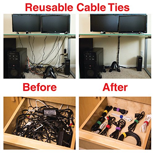 Reusable Cinch Straps 1" x 20" - 12 Pack, Multipurpose Quality Hook and Loop Securing Straps (Black) - Plus 2 Free Bonus Reusable Cable Ties - size: 1" x 20"