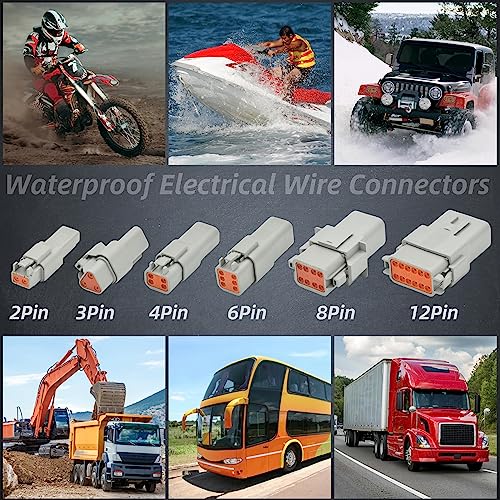 2 Sets 8 Pin DT Waterproof Connector Kit, Deutsch Automotive Electrical Butt, IP67 Waterproof Electrical Connectors Plug with 18 Pairs 16# Stamped Contacts for Car Truck Boat (8PIN 2SET) - size: 8PIN 2SET