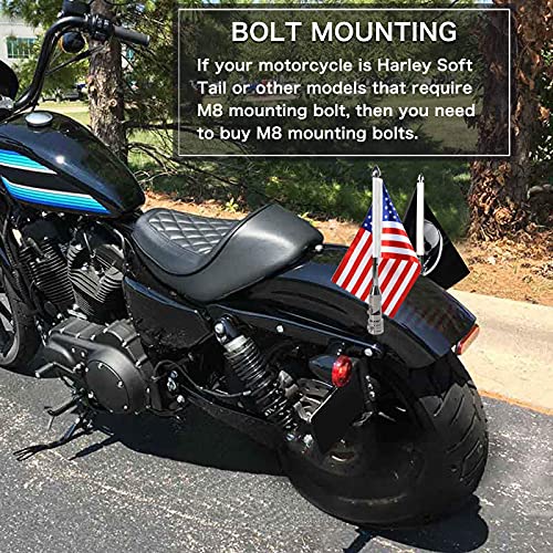 2X Motorcycle Foldable 90° Fag Flagpole Mount Fit for 1/2'' Tubular Luggage Rack For Harley Touring Spring Honda Goldwing etc with American Flag and Punk Skull Flag 6.7'' x 10.2'' Flag - color: US Flag+Punk Skull Flag
