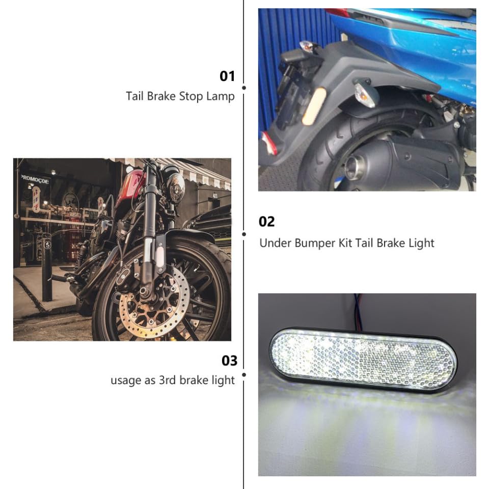 Cabilock 2 Pack Motorcycle Rear Brake Light Led Reflector 24 Led Side Marker Lights Waterproof for Motorbike Tail Brake Lamp