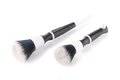 Detail Factory - TriGrip Ultra-Soft Detailing Brush Set - Scratch-Free Cleaning for Exterior, Interior Panels, Emblems, Badges, Gauges, Infotainment Screen - Black Ice - color: White