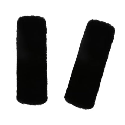 Soft & Cozy Australian Sheepskin Car Seat Belt Covers,2 Pack Fluffy Seatbelt Pads, Genunie Sheepskin Fur Shoulder Straps Cushions for Adults Kids Women and Men (Black) - color: Black
