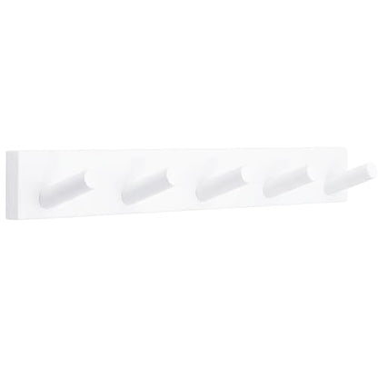 Coat Rack Wall Mount, Wooden Coat Hanger with 5 Hooks, Heavy Duty, White, 1 Pcs - color: White