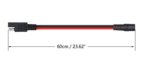 CERRXIAN 60cm 14AWG DC 5.5mm x 2.1mm Female to SAE 2 Pin Quick Disconnect Wire Harness Extension Cable for Portable Powers, Motorcycle Solar Panel Charger (F Black) - color: Female Black&Red