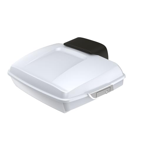 Advanblack White Onyx Pearl Chopped Tour Trunk Pack Chrome Latches Compatible with Harley Touring 14-25 Road Glide Street Glide - Weather Resistant, Spacious Storage for Daily & Short Touring - color: White Onyx Pearl, size: Chopped Rear Tour Trunk Pack w