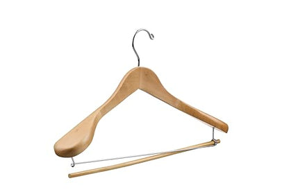 DEILSY™ Natural Suit Hangers for Men with Non-Slip Pants Bar & 360° Swivel Hook - Smooth Finish Wooden Coat Hangers, Heavy Duty Wooden Hanger – Pack of 6 - color: Natural