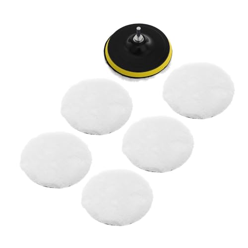 Wool Felt Polishing Pads and Drill Buffer Adapter Attachment with Hook and Loop Design for Car and Motorcycle Fine Polishing and Waxing