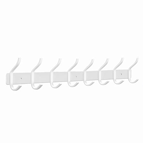 White Wall Hooks Heavy Duty, 23 Inch Coat Hooks Wall Mount with 8 Hooks, Wall Hooks Hangers for Entryway, Bathroom - for Hanging Backpack, Bag, Coat, Purse, Hat, Towel, Clothes - color: White, size: 8 Hooks