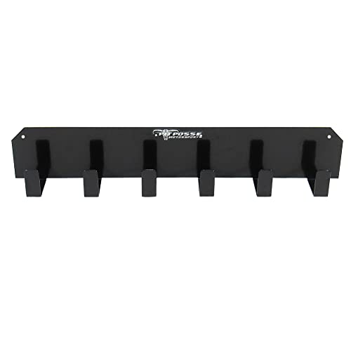 Pit Posse 598BK 6 Mount Goggle Rack Wall Hanger - Made in USA - Cabinet Shop Garage Enclosed Race Trailer Automotive Motorcycle MX Bike - Holds 6 Pairs of Goggles (Black)