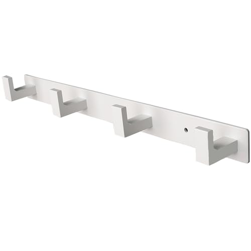 Coat Rack, Heavy Duty Stainless Steel 4 Tri Coat Hook Hanger, Wall Mounted Storage Wall Hooks, Rustic Clothes Hook/Key Hook Rail for Bathroom Kitchen Entryway(4 Hook White) - color: White, size: 4 Hook-1 Pcs