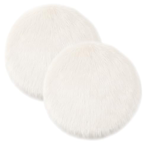 Drydiet 2 Pcs Natural Sheepskin for Bed Sores and Skin Imitation Wool Medical Sheepskins with Non-Slip Back for Pain Relief and Discomfort, Wool Seat Pad, 17 in x 17 in(Circle,White) - color: White, style: Circle