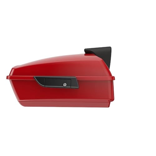 Motorcycle Chopped Tour Pack For 2009+ Harley Touring - Billiard Red, Black Detachable Mounting Rack, Backrest & Black Trunk Liners - color: Billiard Red, size: Chopped Tour Pack, Detachable Rack & Black Liners