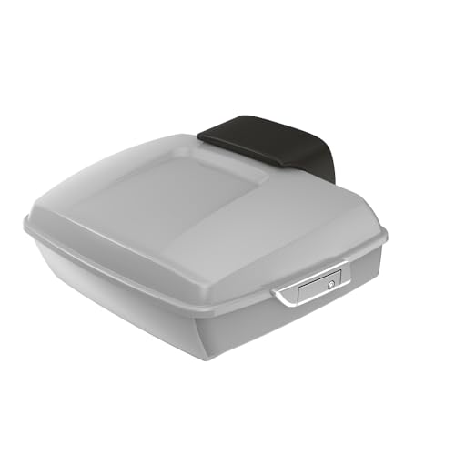 Advanblack Billiard Gray Chopped Tour Trunk Pack Chrome Latches Compatible with Harley Touring 14-25 Road King Road Glide Street Glide - Weather Resistant, Spacious Storage for Daily & Short Touring - color: Billiard Gray, size: Chopped Rear Tour Trunk Pa