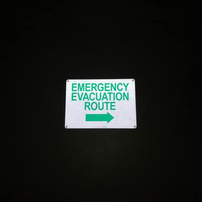 TRADESAFE Emergency Evacuation Route Arrow Right Sign – Wall Signs, Quick Install Aluminum Safety Sign, Light Reflective, UV-Resistant, Waterproof, 14” X 10” Signs for Business - style: Emergency Evacuation Route Arrow Right