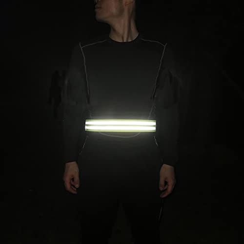 Reflective Running Gear,Reflective Bands for Arm/Wrist/Ankle/Leg,Biking Accessories for Women and Men - color: Yellow - 1 Belt -XXL