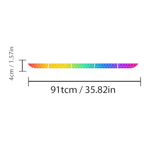 5pcs/Set Reflective Stickers High Intensity Night Visibility Safety Warning Sign Reflective Tape Stickers for Cars Trucks Helmets Skateboard Motorcycle Bumper Sticker 35.83x1.57in (Rainbow) - color: Rainbow