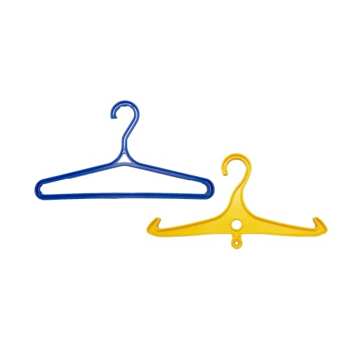 Scuba Choice Wetsuit & Drysuit Hanger – Heavy-Duty Hanger for BCD, Wetsuits & Scuba Gear Storage, Drying & Organization - color: Blue(wide Shoulder)+yellow(anti-slip)