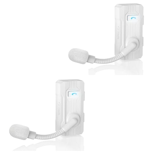 BH03 Bluetooth 5.4 Helmet Headphone, 8-Way Group Cycling Communication System with 1000m Range, Noise Cancelling Cycling Headset with Mic for Biking, Skiing, Climbing, White Dual Pack - color: White, size: Dual Pack