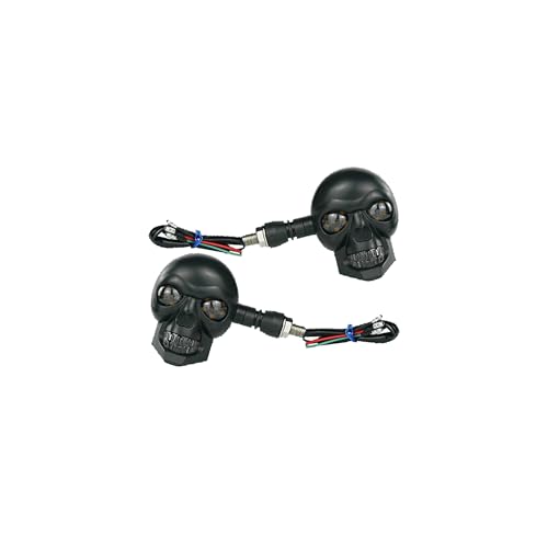 2PCS Motorcycle Skull Turn Signal Light, Waterproof LED Warning Light Decoration, 10 mm Screw Blinkers Indicator Replacement Part, Universal for Scooter Dirt Bike (Blue & Yellow) - color: Blue & Yellow