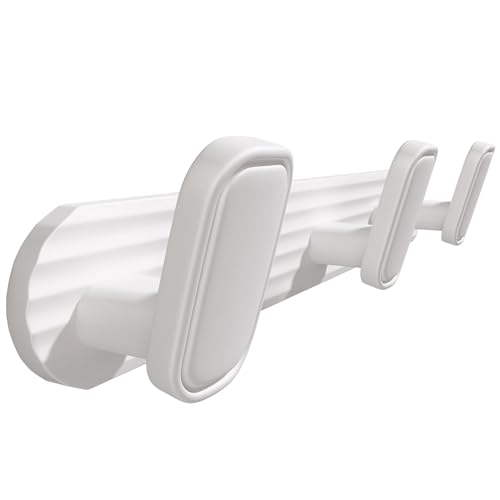 Coat Rack Wall Mount White, 3 Hooks Rack Metal Coat Hanger Wall for Hanging Hat Purse and Robes, Towel Hook for Bathrooms and Entryway (1 Pack) - color: White, size: Round 3 Hooks 1 Pack
