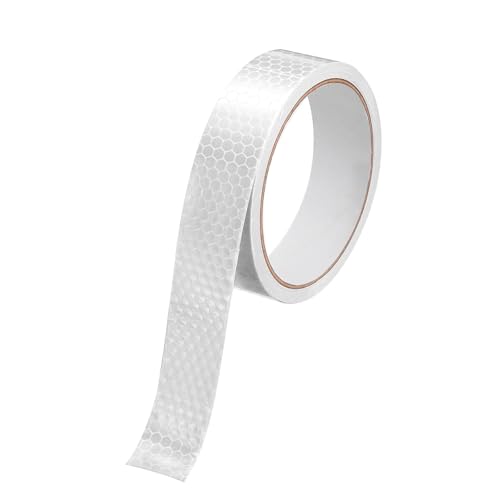 MECCANIXITY Reflective Tape, 1" x 16 Ft Night Safety Caution Warning Tapes Adhesive Tapes Waterproof PVC Marking Stickers for Trailers Motorcycle Steps Floor Boats Floor, White - color: White, size: 1 Inch x 16 Ft