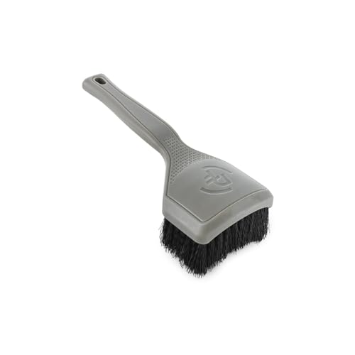 Detail Factory Motorcycle Curved Tire Brush – Ergonomic Grip & Stiff Bristles for Deep Tire Cleaning – Curved Head for Motorcycles, ATVs & Bicycles – Grey - color: Gray