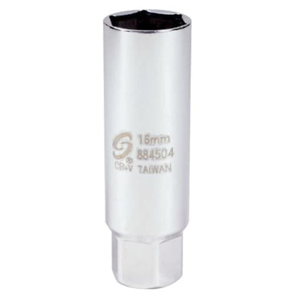 SUNEX TOOLS 884504 3/8" Drive Thin Wall, Metric, Spark Plug Socket, Cr-Mo, 1.86mm Thick
