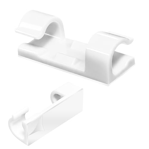 Self Adhesive Cable Clips 60 Pcs, 7.5mm White Wire Holders with Strong Adhesive, Cord Management Organizer for Under Desk Wall TV PC Ethernet Cable - size: Medium-60pcs / Color: White