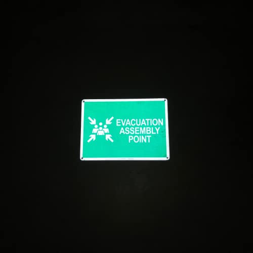 TRADESAFE Evacuation Assembly Point Sign - Emergency Evacuation Sign, Quick Install, Light Reflective, UV-Resistant, Waterproof, 14” X 10” Aluminum Safety Signs for Business - style: Evacuation Assembly Point