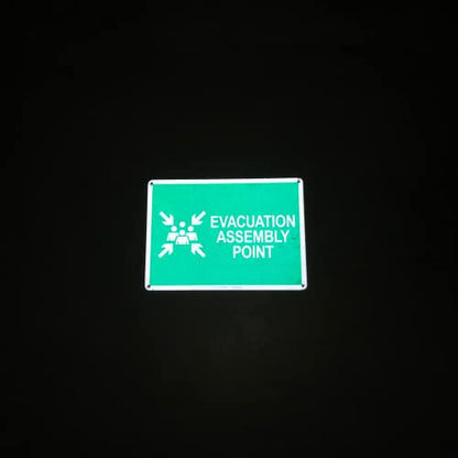 TRADESAFE Evacuation Assembly Point Sign - Emergency Evacuation Sign, Quick Install, Light Reflective, UV-Resistant, Waterproof, 14” X 10” Aluminum Safety Signs for Business - style: Evacuation Assembly Point