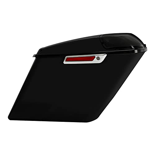 XFMT Motorcycle Saddlebags 5" Stretched Hard Saddle Bags Extended Saddlebags W/ 5"x7" Speaker Lids For Harley Touring Road King Street Glide Road Glide Electra Glide 2014-2024, Vivid Black - color: 5" Stretched-Vivid Black W/5x7" Speaker Lids