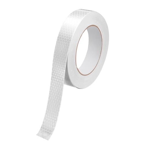 MECCANIXITY Reflective Tape, 1" x 66 Ft Night Safety Caution Warning Tapes Adhesive Tapes Waterproof PVC Marking Stickers for Trailers Motorcycle Steps Floor Boats Floor, White - color: White, size: 1 Inch x 66 Ft