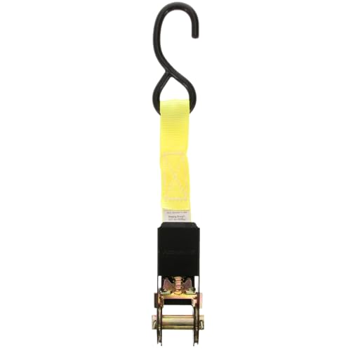 Muddy 1" X 10' Standard Duty Durable Weather-Resistant Versatile Reinforced Ratchet Straps with Vinyl-Coated S-Hooks | 300LB Working Strength/900LB Breaking Strength | 4 Pack, Highly Visible Yellow - color: Highly Visible Yellow