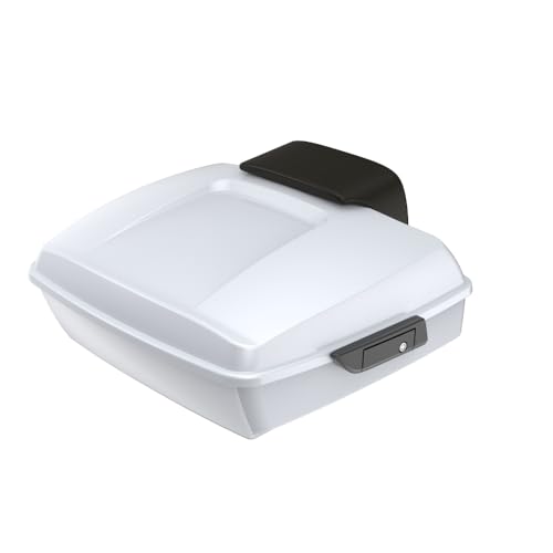 Advanblack White Onyx Pearl Chopped Tour Trunk Pack Black Latches Compatible with Harley Touring 14-25 Road King Road Glide Street Glide - Weather Resistant, Spacious Storage for Daily & Short Touring - color: White Onyx Pearl, size: Chopped Rear Tour Tru