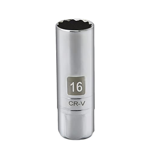 16mm Thin Wall Magnetic Spark Plug Socket 3/8 Inch Drive 12-Point Spark Plug Socket Compatible with BMW, Benz, Mini Cooper, Nissan, Citroen, Infiniti, Renault, Peugeot and some lawn mowers and ATVs - size: 16mm