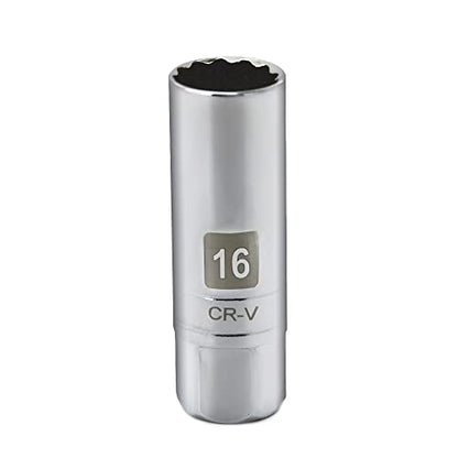 16mm Thin Wall Magnetic Spark Plug Socket 3/8 Inch Drive 12-Point Spark Plug Socket Compatible with BMW, Benz, Mini Cooper, Nissan, Citroen, Infiniti, Renault, Peugeot and some lawn mowers and ATVs - size: 16mm