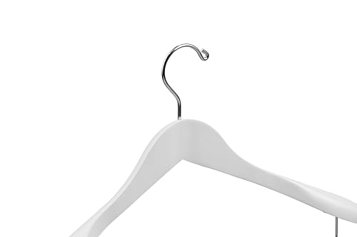 DEILSY™ White Suit Hangers for Men with Non-Slip Pants Bar & 360° Swivel Hook - Smooth Finish Wooden Coat Hangers, Heavy Duty Wooden Hanger – Pack of 6 - color: White