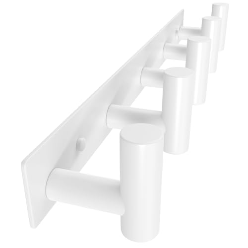 PMMASTO Stainless Steel Coat Rack Wall Mounted, Heavy Duty Metal Hook Rail for Hanging Coats Hats Towels Robes Bags, Modern Wall Hooks Organizer (White, 5 "T Hooks, 1PACK) - color: White, size: 5 "T" Hooks, 1PACK