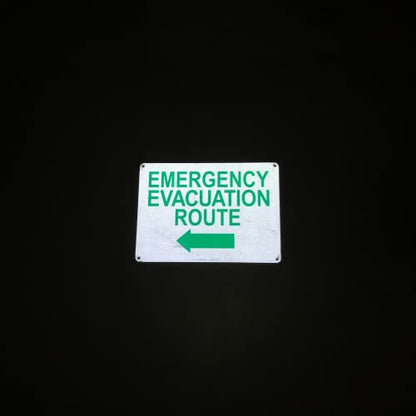 TRADESAFE Emergency Evacuation Route Sign - Evacuation Plan With Arrow Left, Quick Install Aluminum Safety Sign, Light Reflective, UV-Resistant, Waterproof, 14” X 10” Signs for Business - style: Emergency Evacuation Route Arrow Left