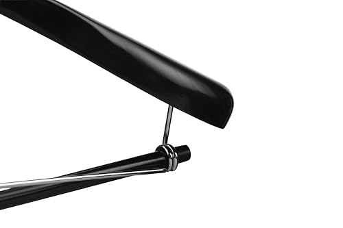 DEILSY™ Black Suit Hangers for Men with Non-Slip Pants Bar & 360° Swivel Hook - Smooth Finish Wooden Coat Hangers, Heavy Duty Wooden Hanger – Pack of 6 - color: Black