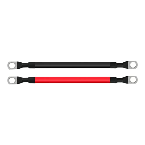 4 AWG Battery Cable 4AWG Gauge Pure Copper Battery Inverter Cables with 3/8 in Lugs Both Ends Power Inverter Wire Set for Automotive Solar Marine Boat RV Car Motorcycle Red and Black (9in) - size: 9in
