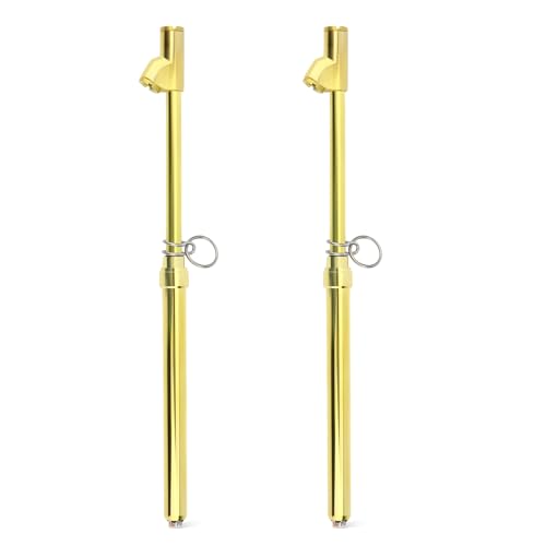 MEANLIN MEASURE 2PCS Gold Double Straight Type Tire Pressure Gauge, Dual Head Air Pressure Gauge, Pressure Range 10-150 Psi (Suitable for Trucks, etc.) - color: Gold, size: 10-150Psi(2)