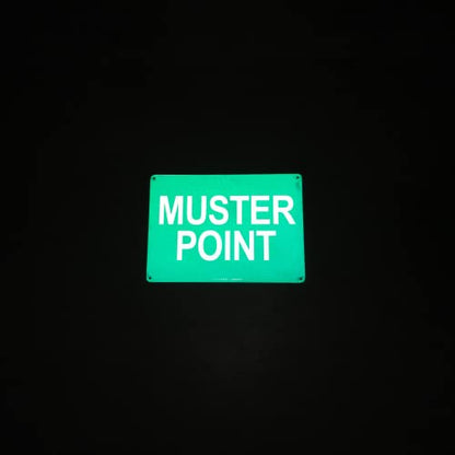 TRADESAFE Muster Point Sign - Quick Install Aluminum Safety Sign, Light Reflective, UV-Resistant, Waterproof, 14” X 10” Emergency Evacuation Area Signs for Business - style: Muster Point
