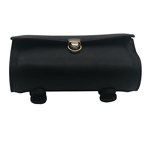 WUYAN Bike Handlebar Leather Bags Under Seat Retro Classical Mountain MTB Road Bike Leather Bag for Cell Phone， Saddle Tail Rear Pouch Seat Storage Cycling Case Carry Accessories - color: Black