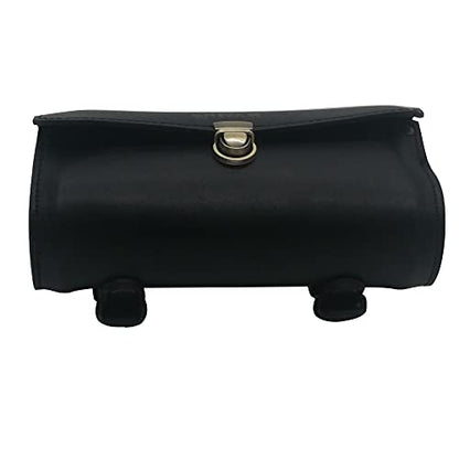 WUYAN Bike Handlebar Leather Bags Under Seat Retro Classical Mountain MTB Road Bike Leather Bag for Cell Phone， Saddle Tail Rear Pouch Seat Storage Cycling Case Carry Accessories - color: Black