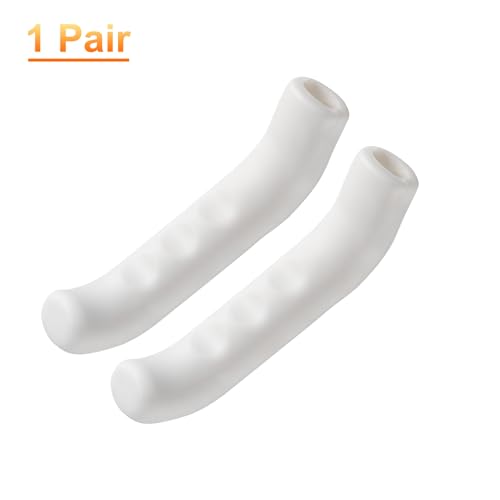 HARFINGTON 1 Pair Bike Brake Lever Cover Silicone Anti-Slip White | Brake Lever Grip Protector Handle Protection Covers Sleeve for Mountain Road Bike Cycling - color: White