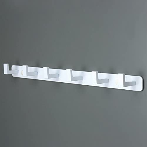Coat Rack, Heavy Duty Stainless Steel 6 Tri Coat Hook Hanger, Wall Mounted Storage Wall Hooks, Rustic Clothes Hook/Key Hook Rail for Bathroom Kitchen Entryway(6 Hook White) - color: White, size: 6 Hook-1 Pcs