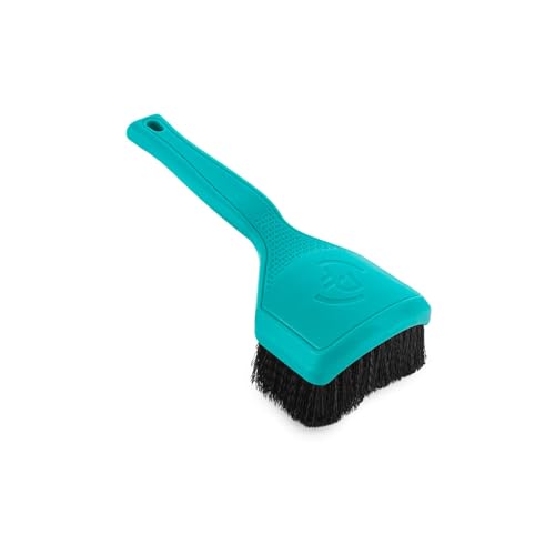 Detail Factory Motorcycle Curved Tire Brush – Ergonomic Grip & Stiff Bristles for Deep Tire Cleaning – Curved Head for Motorcycles, ATVs & Bicycles – Riptide - color: Riptide